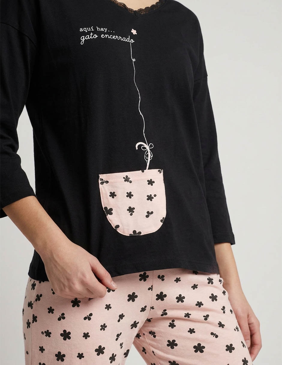 Conjunto pijama mango y merengue para mujer 3