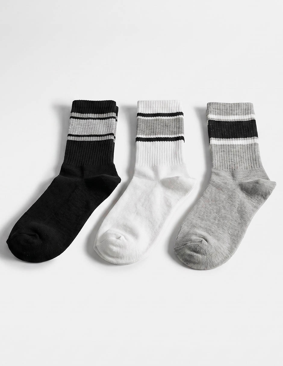 Set de calcetín punto blanco de algodón para mujer 3 pares