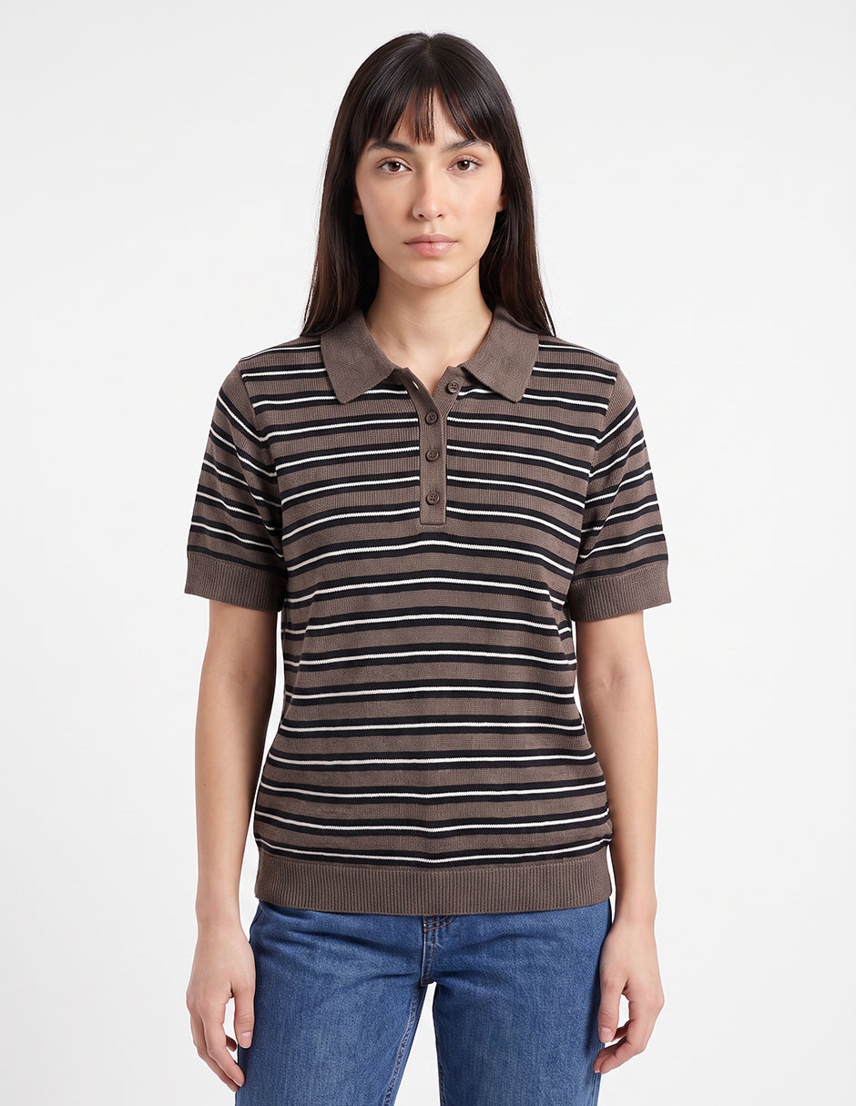 Suéter cuello polo para mujer