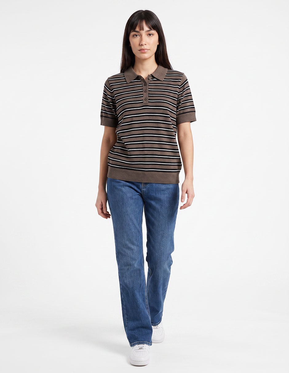 Suéter cuello polo para mujer