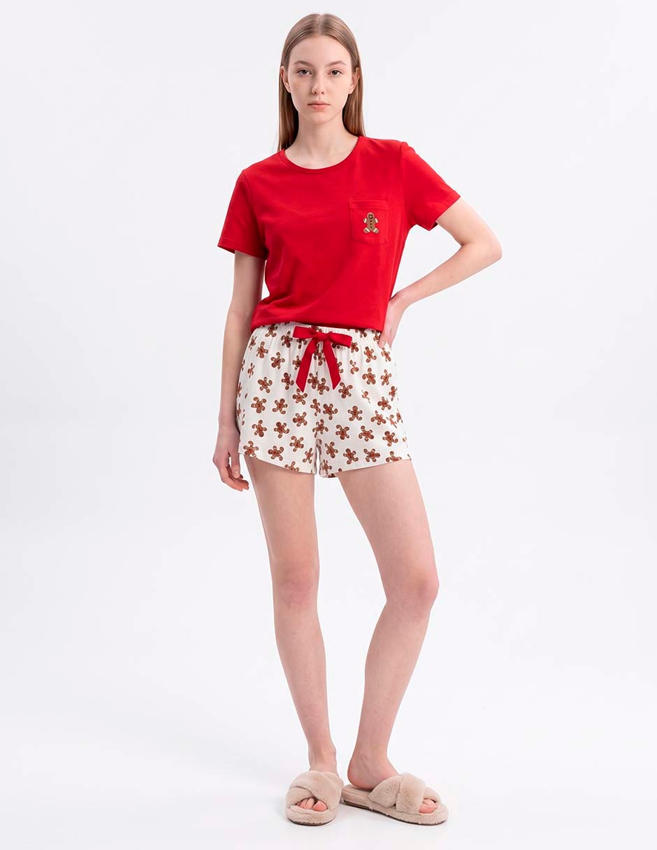Pijama short de algodón para mujer