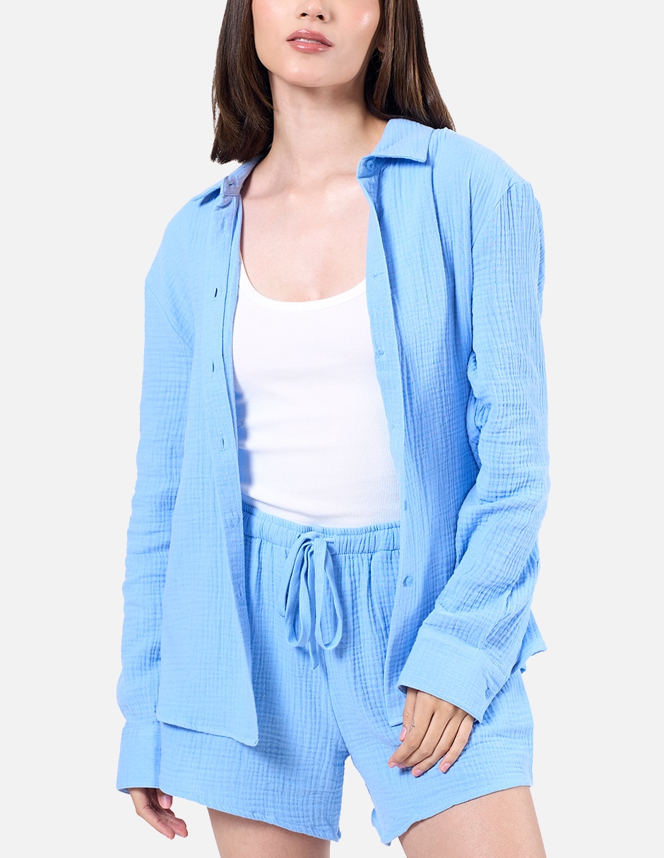 Blusa light cotton manga larga para mujer