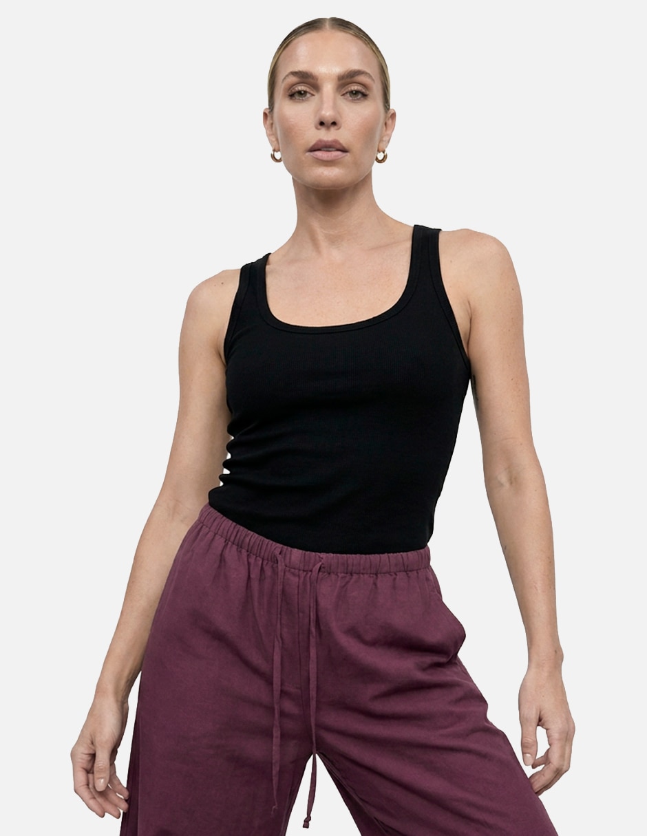 Blusa ribbed cotton tank top scoop para mujer Blusa ribbed cotton tank top scoop para mujer
