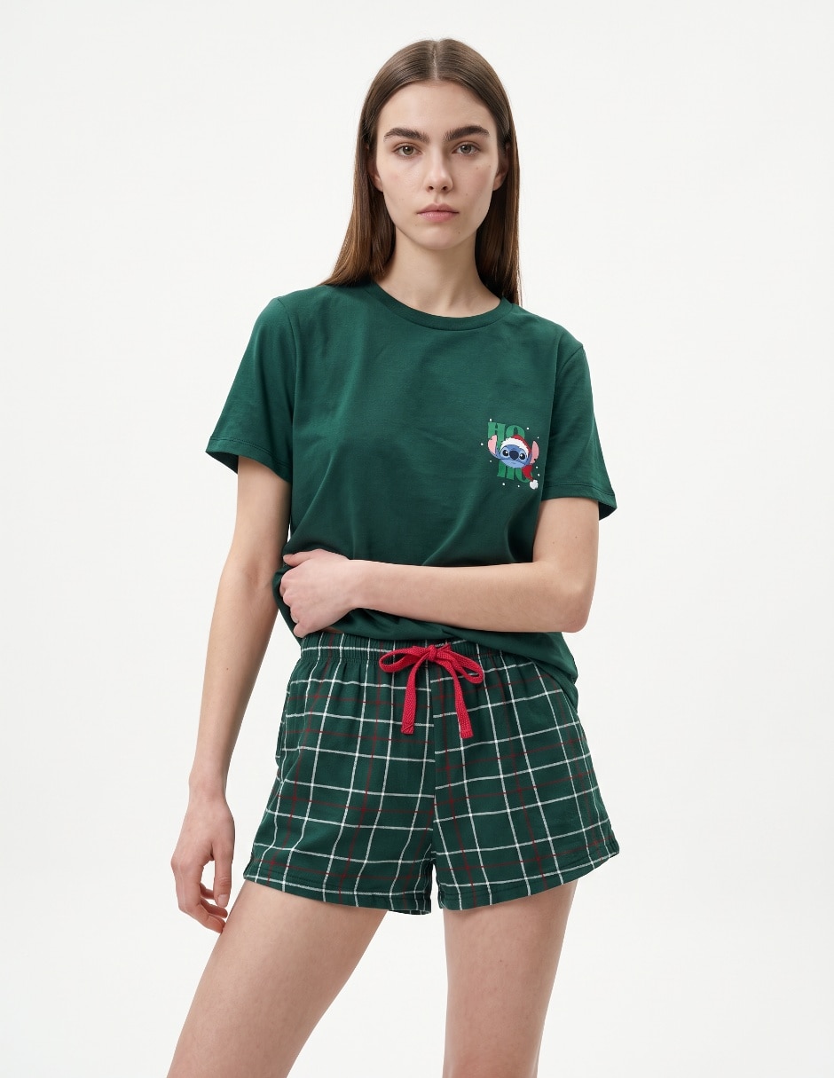 Conjunto pijama navideña Stitch para mujer 3
