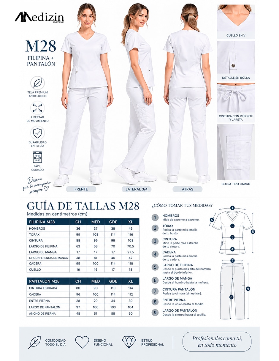 Pijama quirúrgica estilo Recto para Mujer 3