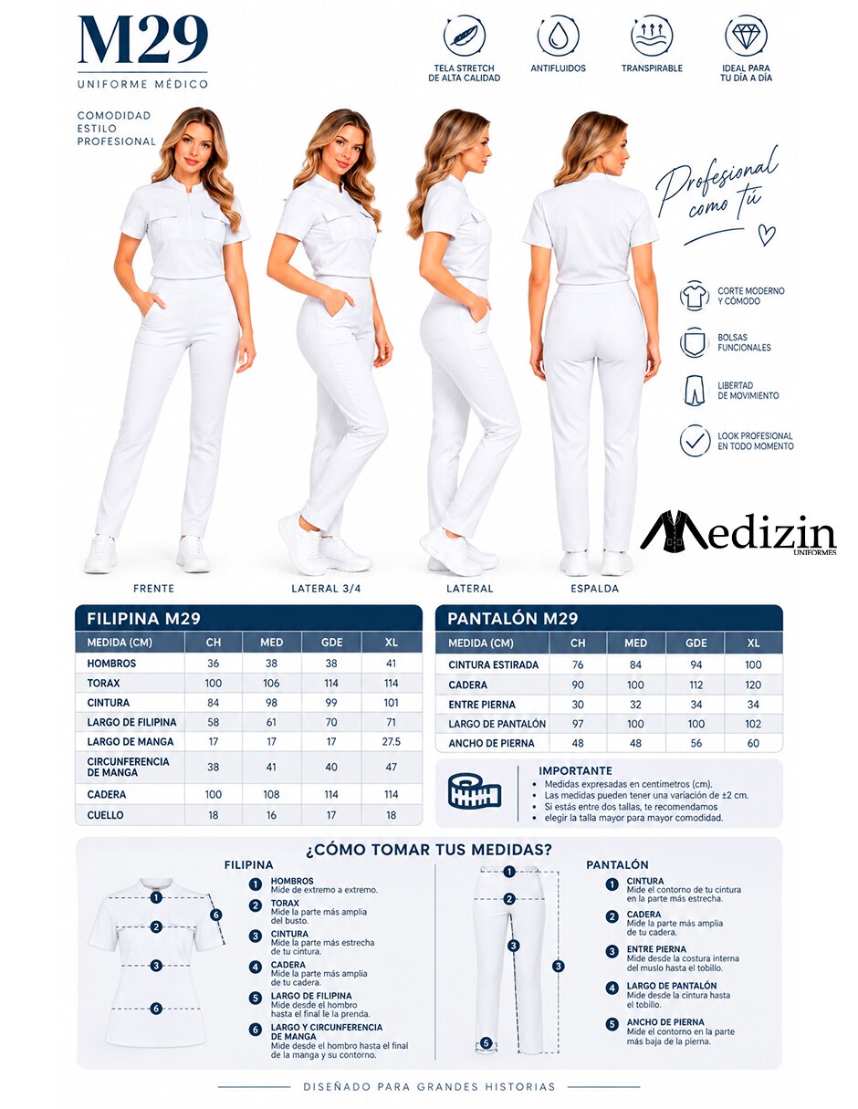 Pijama quirúrgica estilo regular para mujer 4