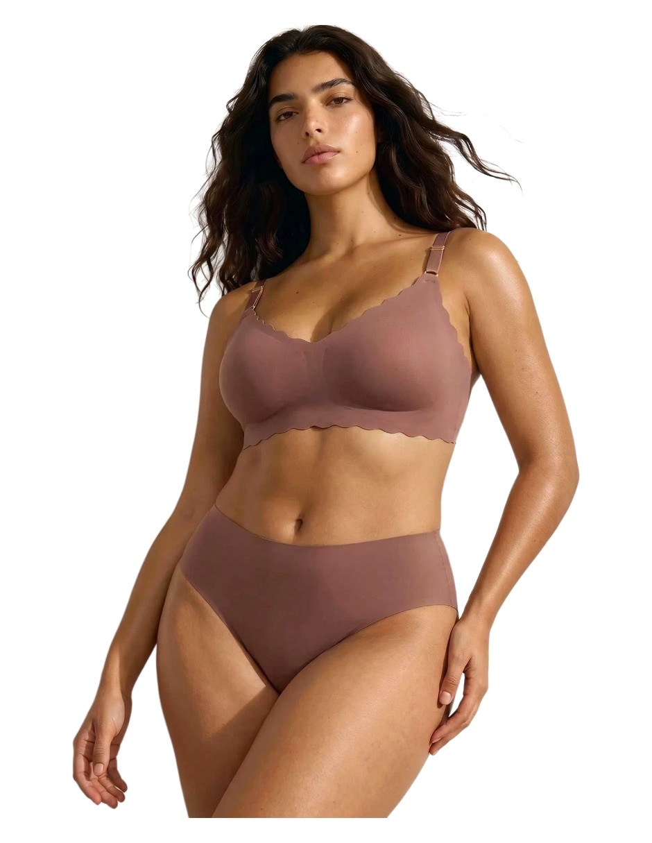 Brassiere escote profundo copa media copa seamless para mujer 2