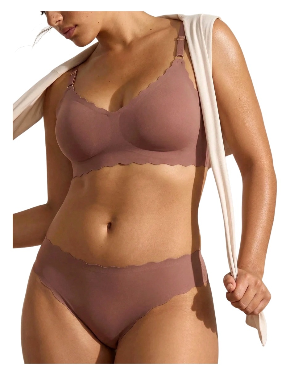 Brassiere escote profundo copa media copa seamless para mujer 4