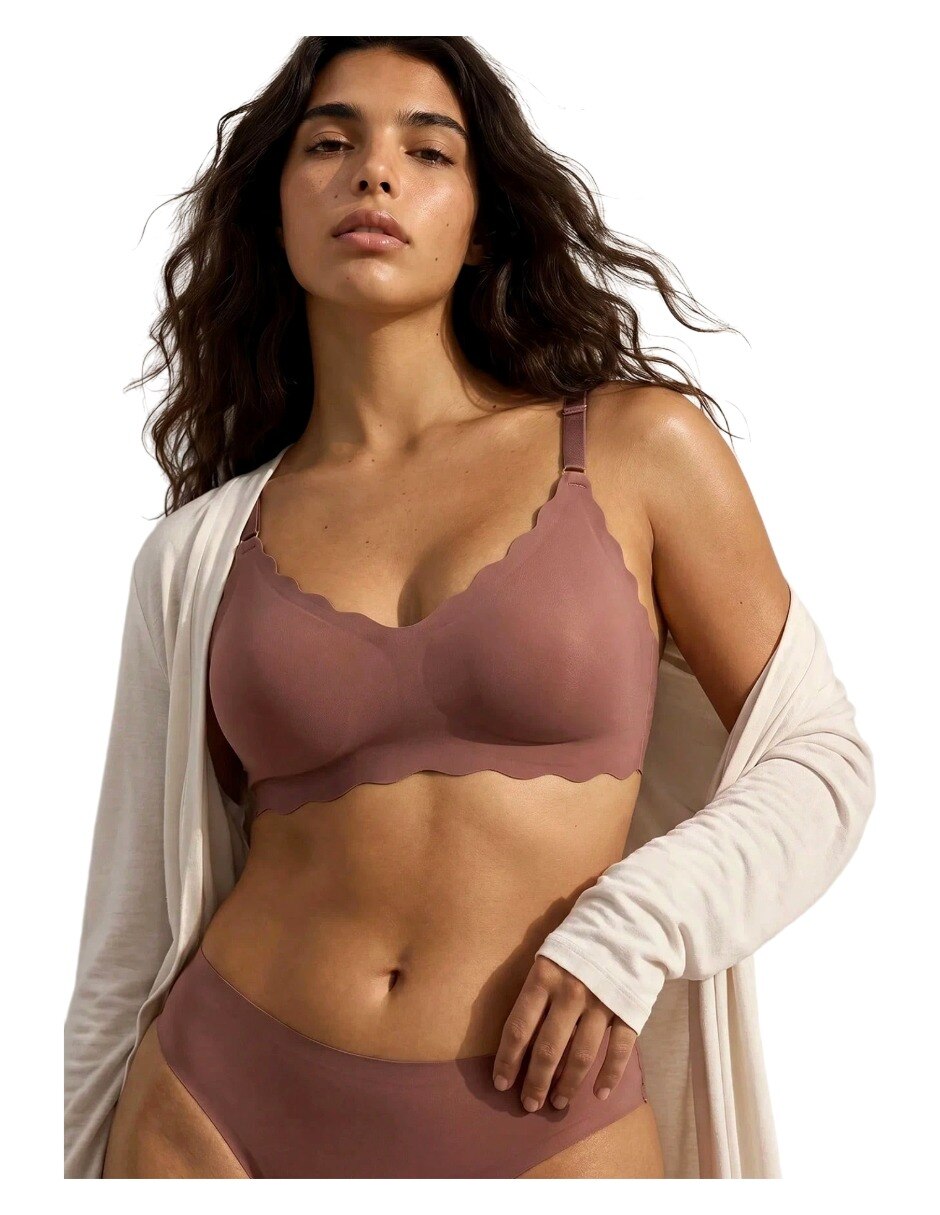 Brassiere escote profundo copa media copa seamless para mujer 5