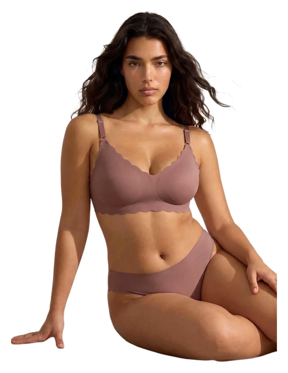 Brassiere escote profundo copa media copa seamless para mujer 6