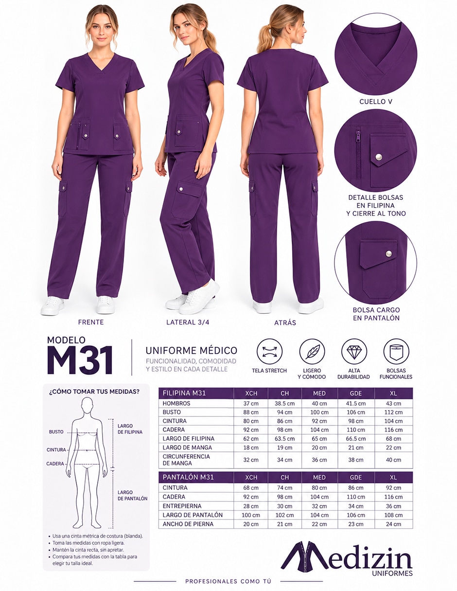 Pijama quirúrgica estilo Regular para Mujer 2