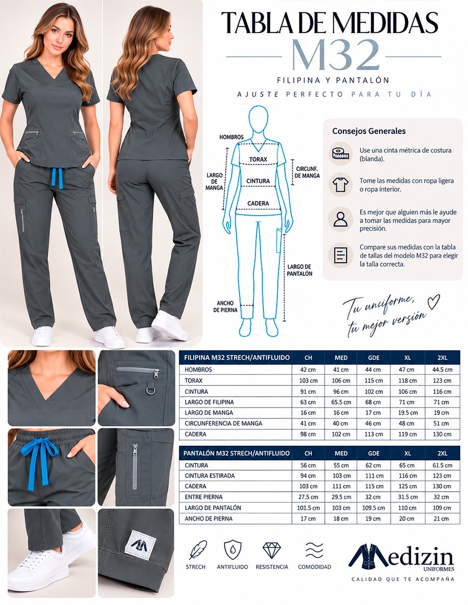 Pijama quirúrgica estilo regular para mujer 6