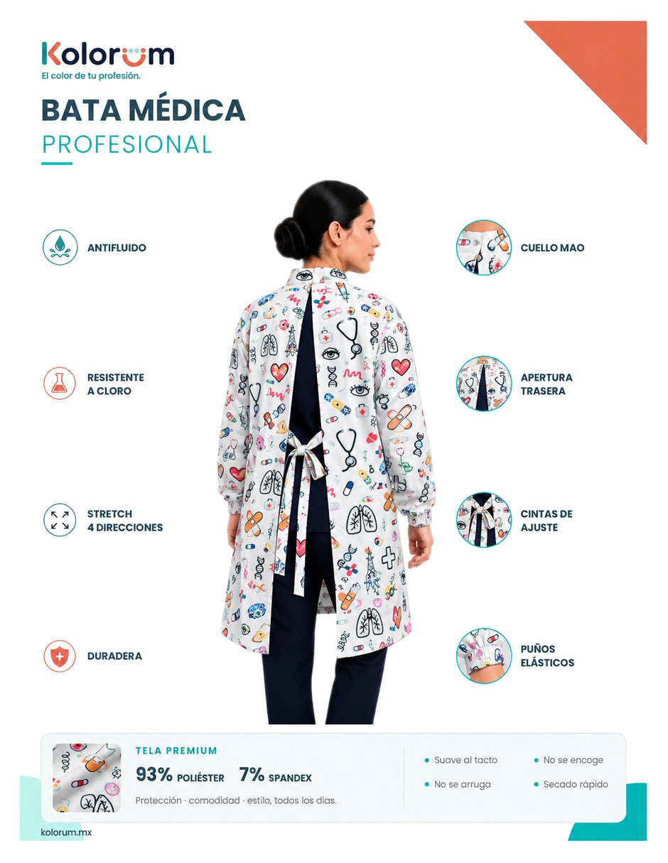 Set de bata médica estilo regular para mujer 8