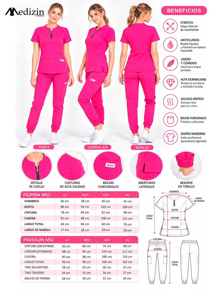 Pijama quirúrgica estilo regular para mujer 5