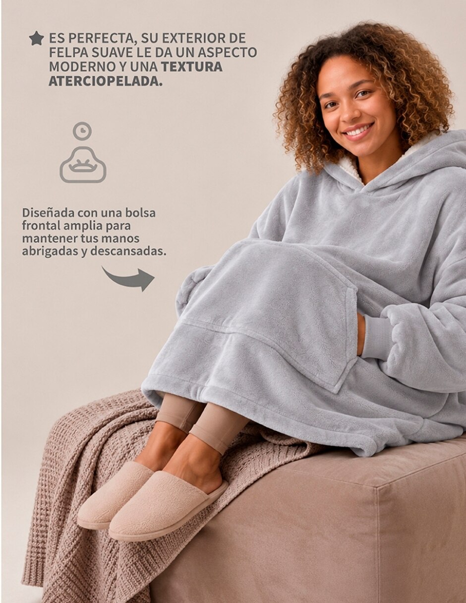 Sudadera con bolsa canguro cobija para mujer 2