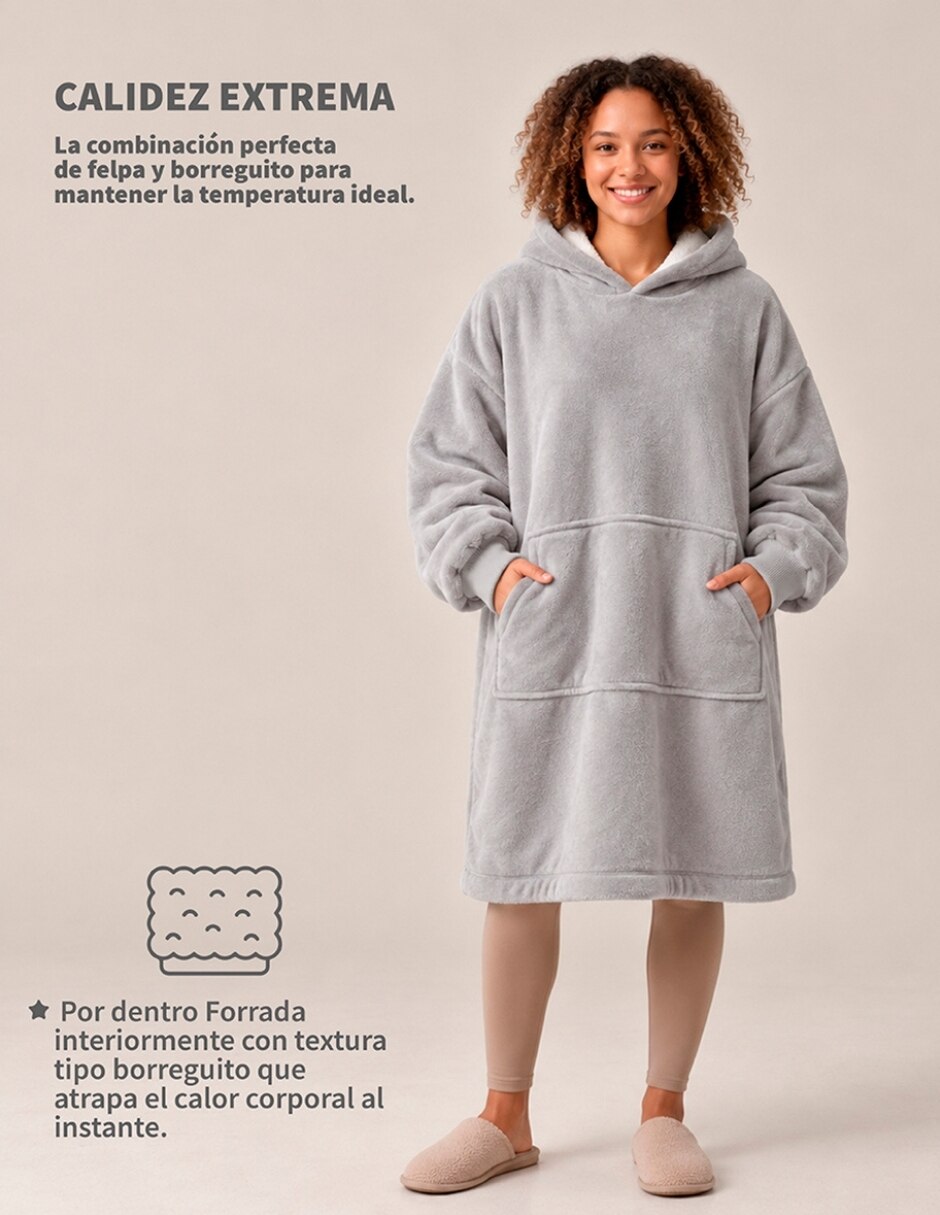 Sudadera con bolsa canguro cobija para mujer 6
