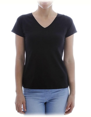 Playera manga corta cuello v para mujer