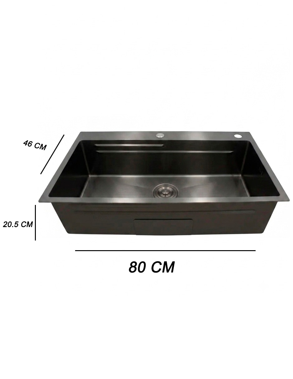 Set de accesorios para tarja de acero inoxidable Rubinett con escurridor si incluye XTA-80-46N